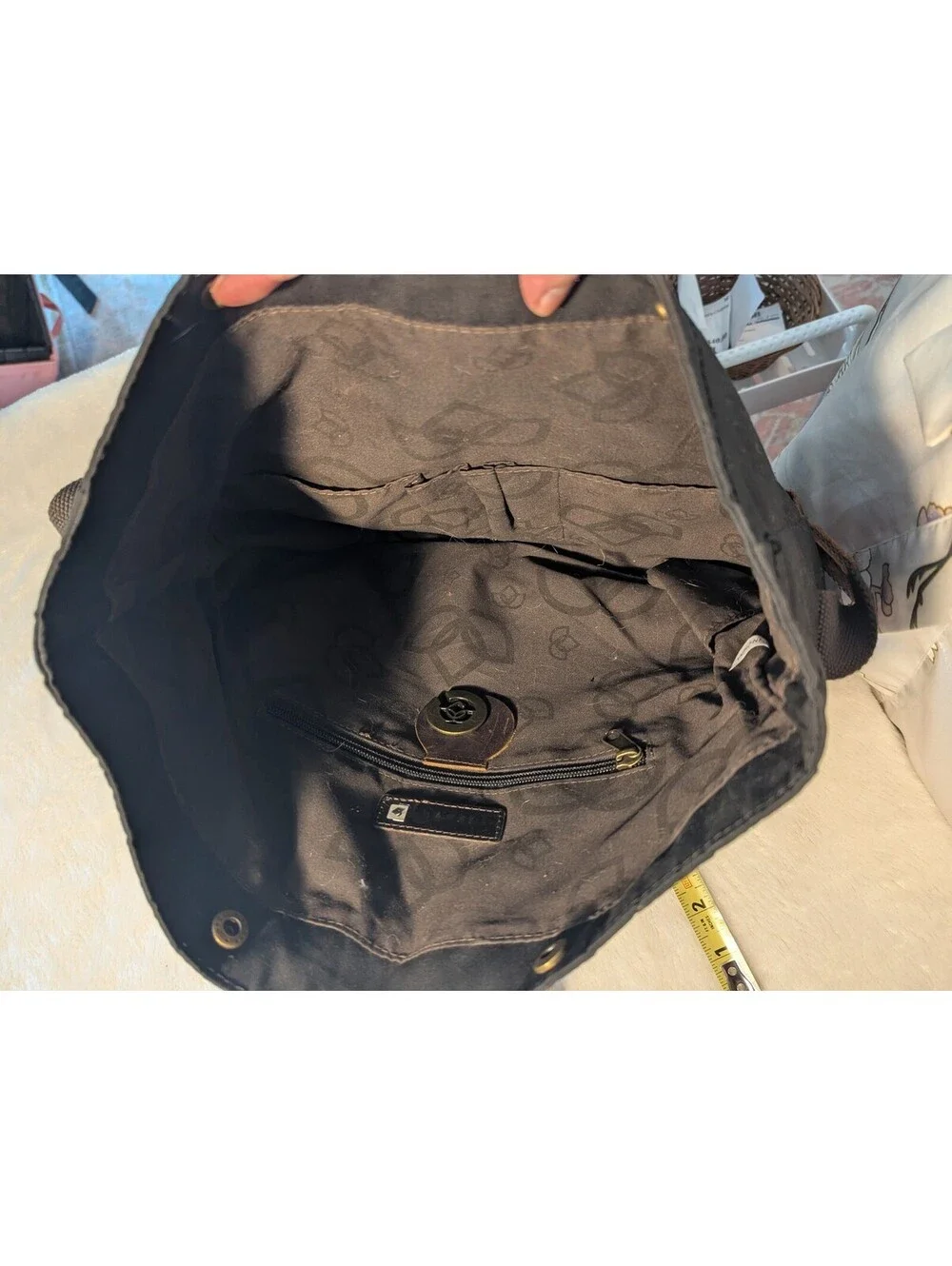 della Q Black Canvas and Leather Crossbody Bag
